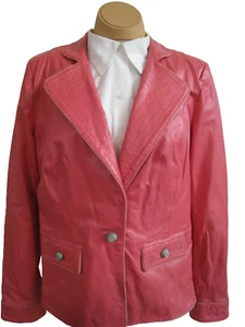 BRADLEY BAYOU BUBBLEGUM PINK LEATHER JACKET WOMEN SIZE M HOT UNIQUE  - Picture 1 of 11
