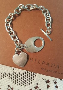 Pulsera con dije de corazón de plata de ley Silpada B0779  - Imagen 1 de 6