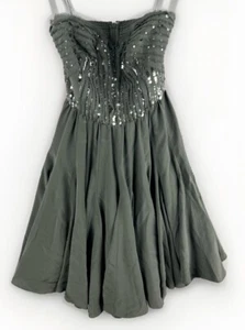Rebecca Taylor Women's Dress Grey Size 2 Sequin Strapless Flare Formal NYE Fairy - Bild 1 von 11