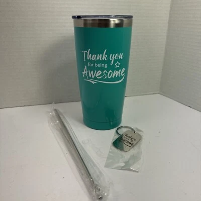 Copo Sieral Thank You for Being Awesome 20 oz aço inoxidável com palha e chaveiro - Imagem 1 de 4