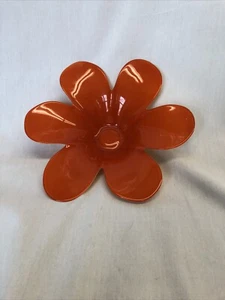 Handblown glass flower shaped bowl orange yellow underside 10.75” side to side - Picture 1 of 13