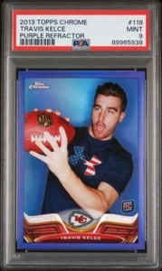 Travis Kelce 2013 Topps Chrome Viola RIFRATTORE ROOKIE RC/499 #118 PSA 9 Chiefs - Foto 1 di 3