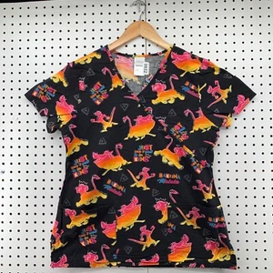 Disney The Lion King medical Scrubs Womens Small Black Orange Movie  19x26 - Picture 1 of 9