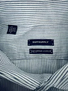 SuitSupply Mens Striped Egyptian Cotton Dress Shirt Size 45/17.25 XXL - Picture 1 of 10