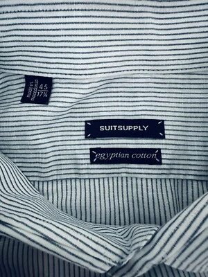 Camisa de vestir SuitSupply de algodón egipcio a rayas para hombre talla 45/17,25 XXL Foto 1 de 4