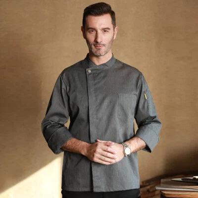 Men Chef Uniform Kitchen Jacket Coat Short/Long Sleeve Cooking Restaurant Top - Image 1 of 4