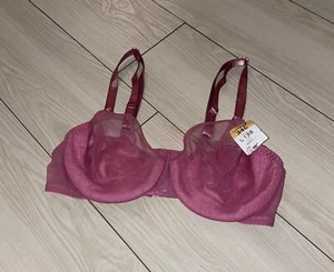Vintage Vtg Lovable L138 Shimmery Chiffon Underwire Bra Womens 34C Pink New - Picture 1 of 6