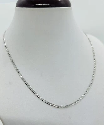 Collar de cadena de eslabones cubanos de oro blanco macizo de 2,2 mm de 10 k para hombre y mujer de 16"-26" Foto 1 de 4