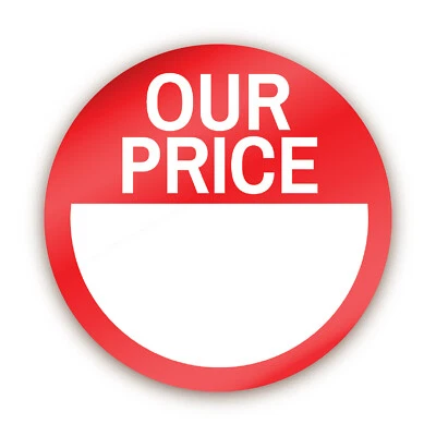 STONE MELON OUR PRICE Sale Label / Shop Stickers - Red & White - 144