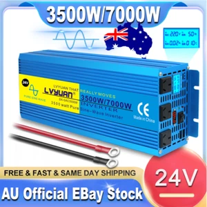 Truck 24v - 240v Pure Sine Wave Power Inverter 3500w 7000w Converter Homemoter - Picture 1 of 4