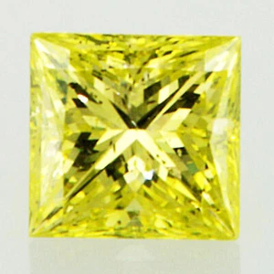 Princess Cut Diamond Loose Fancy Yellow Color 1.00 Carat VS2 Natural Enhanced - Picture 1 of 10