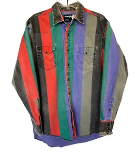 Wrangler Brushpopper Hemd Vintage Herren X Long Tail gestreift 16 1/2 mit W Nähten - Bild 1 von 7