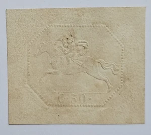SARDINIA RARE 1820 50c CAVALINI Cut-Out (€35,000 on Folded Letter Sheet) Sa6 - Picture 1 of 4