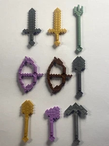 LEGO Minecraft Choose your Weapon Utensil Pixelated Sword Trident Shovel Bow Axe - Picture 1 of 10