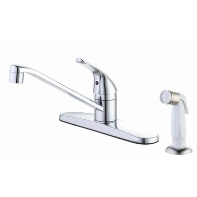 Glacier Bay Single Handle Standard Kitchen Faucet in Chrome w White Side Sprayer - Image 1 of 3