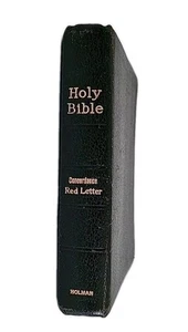 Holy Bible KJV Concordance Red Letter Genuine Leather A.J. Holman Co. 1955 Vtg - Picture 1 of 16
