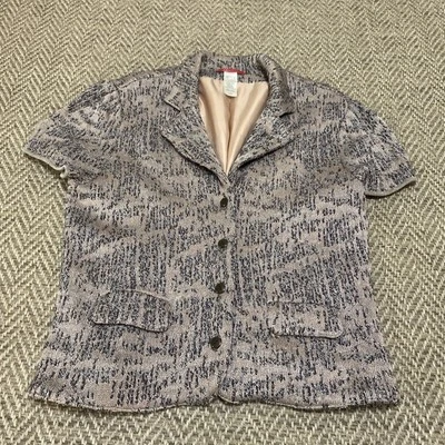 Blazer Anne Klein Vintage Talla L Rosa Metálico Cerradura Manga Corta Forrado Foto 1 de 4