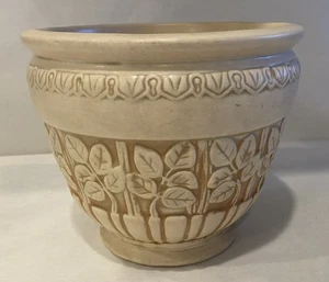 Antigua jardinera de cerámica con hoja de cerámica artística marfil Weller Clinton - Imagen 1 de 8