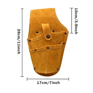 Cowhide Leather Tool Waist Bag Electric Welding Welder Pouch Flame Retardant Bag - Foto 1 di 14