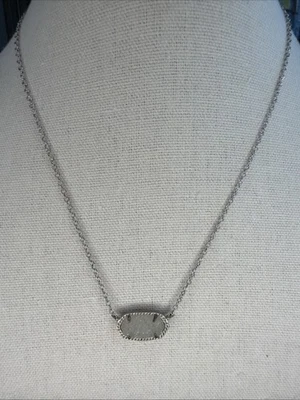 KENDRA SCOTT - Silver Tone, Sparkly White  Drusy Pendant Necklace, 15”-17” - Image 1 of 4