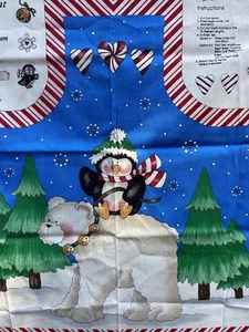 Delantal de tela sin cortar Peppermint Pals de Diana Marcum panel de costura oso pingüino - Imagen 1 de 5