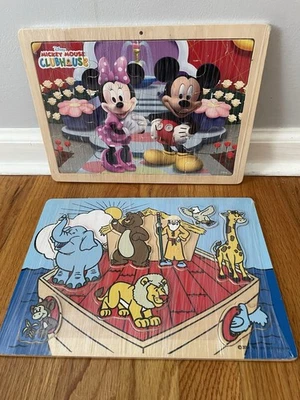2 Children Puzzles/Mickey And Minnie Mouse/Noahs Ark-Wooden   - Image 1 of 4