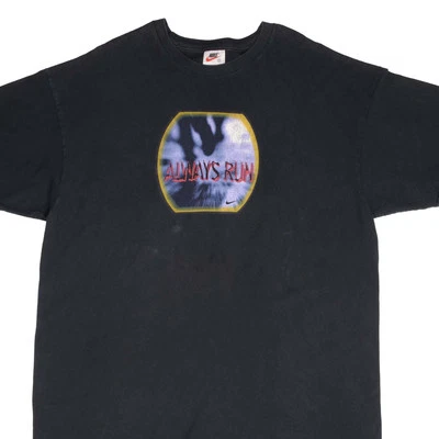 CAMISETA NEGRA VINTAGE NIKE ALWAYS RUN AÑOS 90 TALLA XL Foto 1 de 4