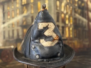 Vintage Leather Fire Helmet Cairns Olsen High Eagle Boston Worcester MA - Picture 1 of 10