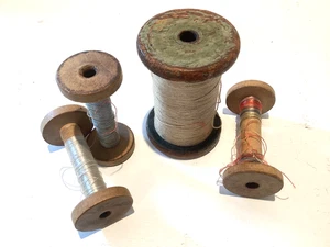 Vintage Wooden Industrial Textile Bobbins Factory Cotton  Spools - Picture 1 of 10