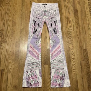 Roberto Cavalli Flare Pants Jeans Women’s IT 38 (US 2) Fits 28x36 Snake Print - Picture 1 of 21