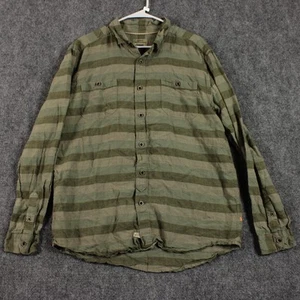 Quiksilver Waterman Mens Shirt Large Linen Button Up Long Sleeve Stiped Green - Picture 1 of 13
