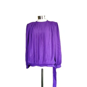 Blusa Vintage Monica Richards Púrpura Manga Larga Talla 10 - Imagen 1 de 6