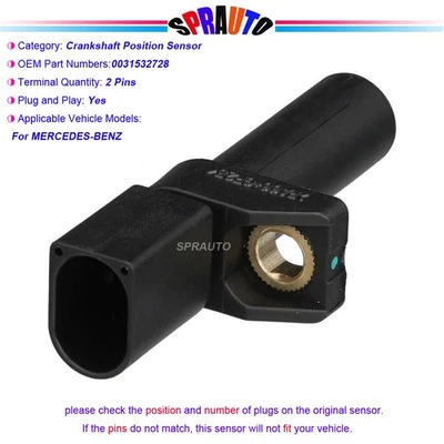 Crankshaft Position Sensor For Mercedes-Benz S600 CL600 C230 B200 0031532728 - Imagem 1 de 4