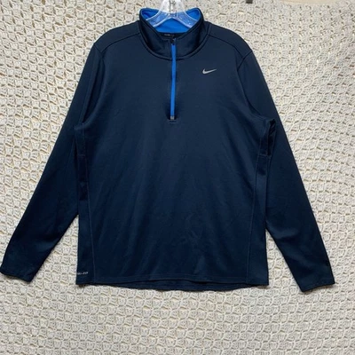 Nike Pullover Shirt Mens Sz L Navy Blue Element Running Training 1/4 Zip  547793 - Image 1 of 4