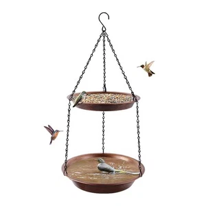 Keygift Hanging Bird Bath for Outdoor, 2-in-1 Antique Copper Metal Bird Feede... - Picture 1 of 6