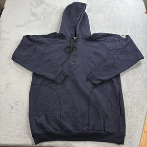 Bulwark FR Hoodie Mens Medium Pull Over 1/4th Zip Navy Blue Welding Work Wear - Picture 1 of 11