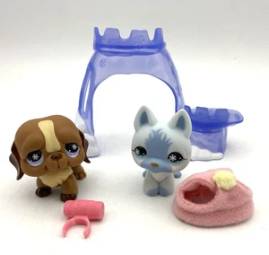 Littlest Pet Shop LPS Frosty Fortress #688 St Bernard #689 German Shepherd - Picture 1 of 6