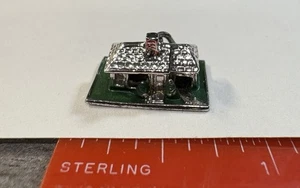 Sterling Silver Enamel House Charm Vintage 3D Cottage with Green Lawn & Chimney - Picture 1 of 4