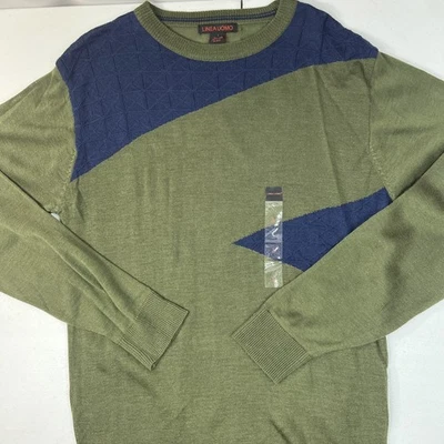 LINEA UOMO Green & Blue Lightweight Wool Blend Sweater Size L - Image 1 of 4
