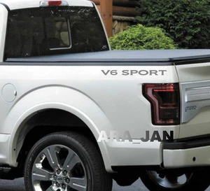 V6 SPORT Vinyl Decal Truck bed Pickup racing sticker logo emblem SILVER - Foto 1 di 1