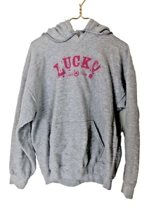 Vintage Lucky Bucky Logo graues Sweatshirt mit rosa Schriftzug & Grafik Größe Large - Bild 1 von 7