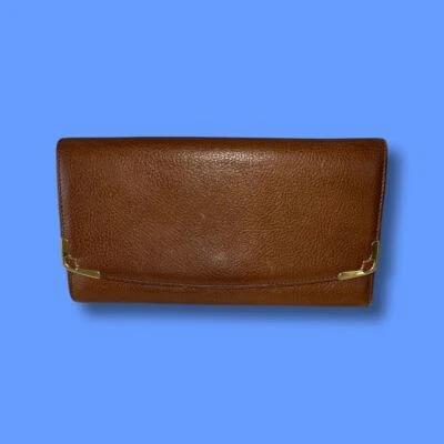 Cartera Larga Cartier Cabujón Marrón Dorado Cuero Herrajes Foto 1 de 4