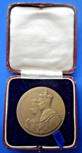 `1937 Coronation Bronze Medallion George VI Hotel Victoria Original Box - Picture 1 of 9
