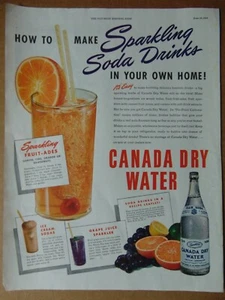 1944 Make Sparkling Soda Drinks CANADA DRY WATER vintage art print ad - Picture 1 of 1