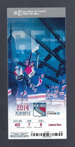 2014 NHL STANLEY CUP FINALS LOS ANGELES KINGS @ NY RANGERS FULL TICKET - GAME #4 Cover