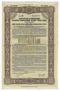 Austrian War & Czechoslovakia Zarucena Konversni Pujcka Rakouske Valdy 1934-59 - Picture 1 of 7