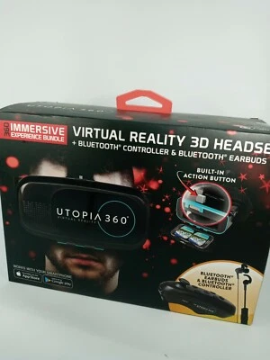 Utopia ReTrak 360 Degree 3D VR Headset Bundle Bluetooth Earbuds & Controller NIB - Image 1 of 4
