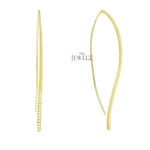 Orecchini oro 14 carati 0,15 CT VS/F-G diamante 2,25 pollici gancio lungo regalo anniversario - Foto 1 di 3
