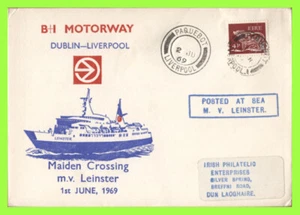 Irlanda 1969 B+I Dublín-Liverpool Maiden Crossing, M V Lennister, Liverpool Paq - Imagen 1 de 1