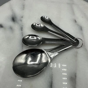 Vintage Stainless Steel Measuring Spoons Oval Nesting Ring Standard Japan Set/4 - Picture 1 of 7